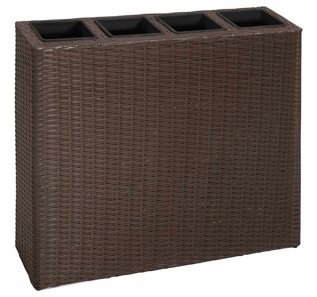 vidaXL Garten-Hochbeet mit 4 Töpfen Poly Rattan Braun - Bild 2