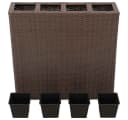 vidaXL Garten-Hochbeet mit 4 Töpfen Poly Rattan Braun Bild 3
