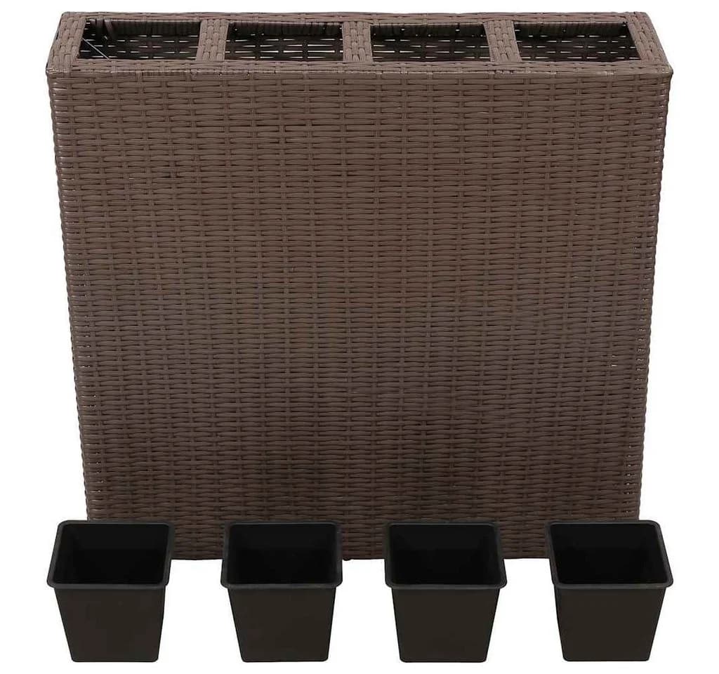 vidaXL Garten-Hochbeet mit 4 Töpfen Poly Rattan Braun - Bild 3