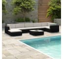 vidaXL Gartenlounge-Set 8-tlg. Schwarz Poly Rattan mit Kissen Bild 1