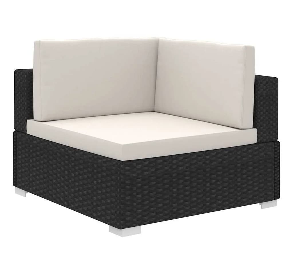 vidaXL Gartenlounge-Set 8-tlg. Schwarz Poly Rattan mit Kissen - Bild 3