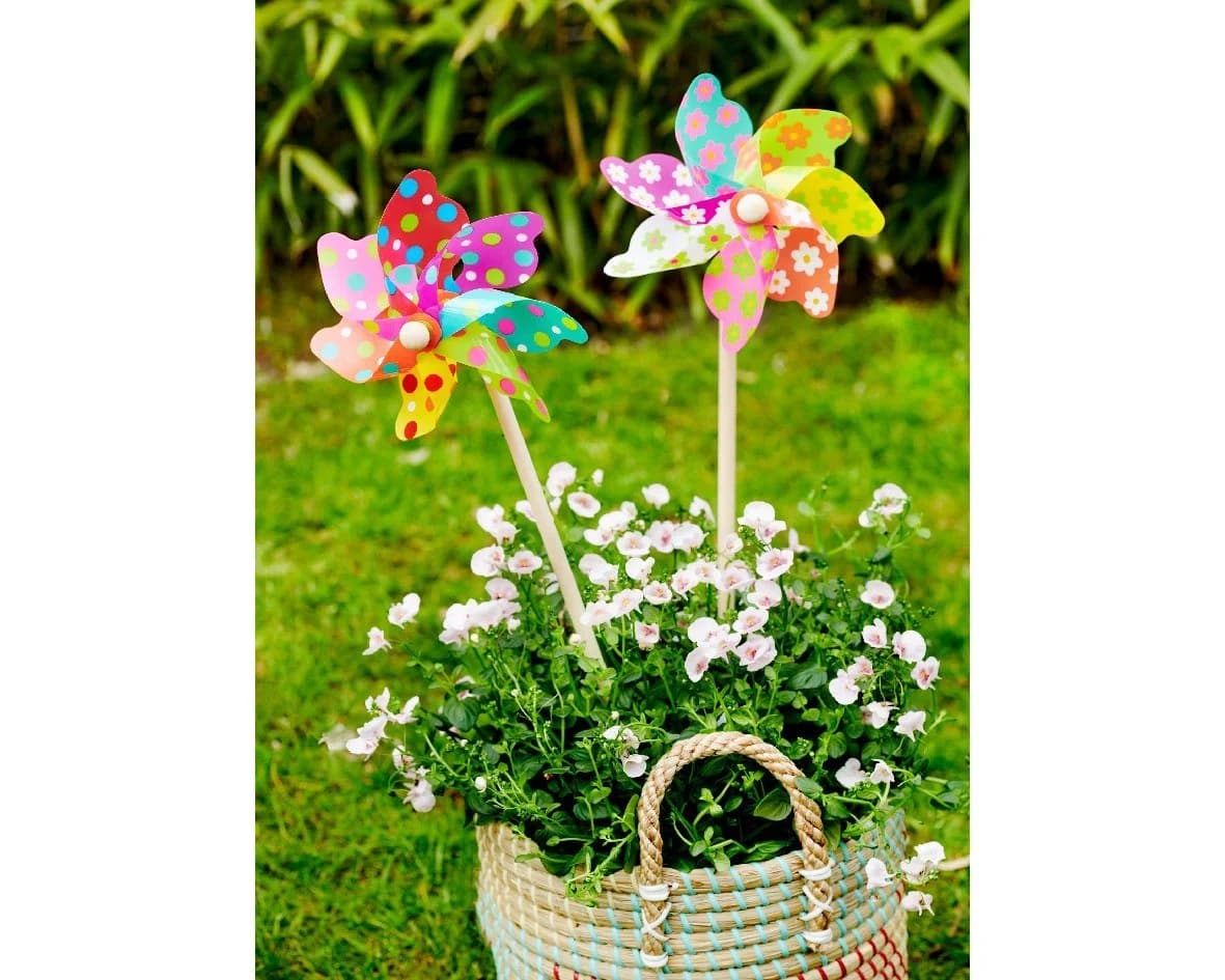 Decoris Windrad Blumenstecker 17x48cm bunt 2er Set
