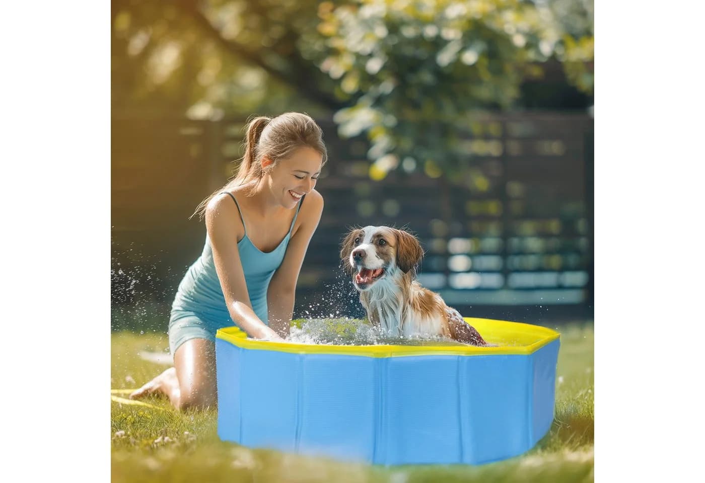 nobleza Faltbarer Hundepool Planschbecken Blau/Gelb