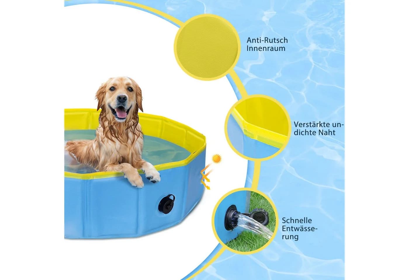 nobleza Faltbarer Hundepool Planschbecken Blau/Gelb - Bild 3