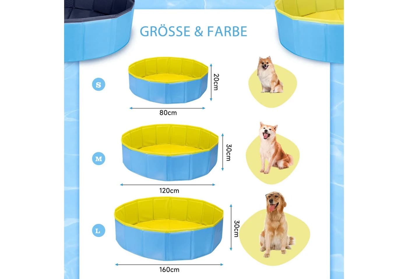 nobleza Faltbarer Hundepool Planschbecken Blau/Gelb - Bild 4