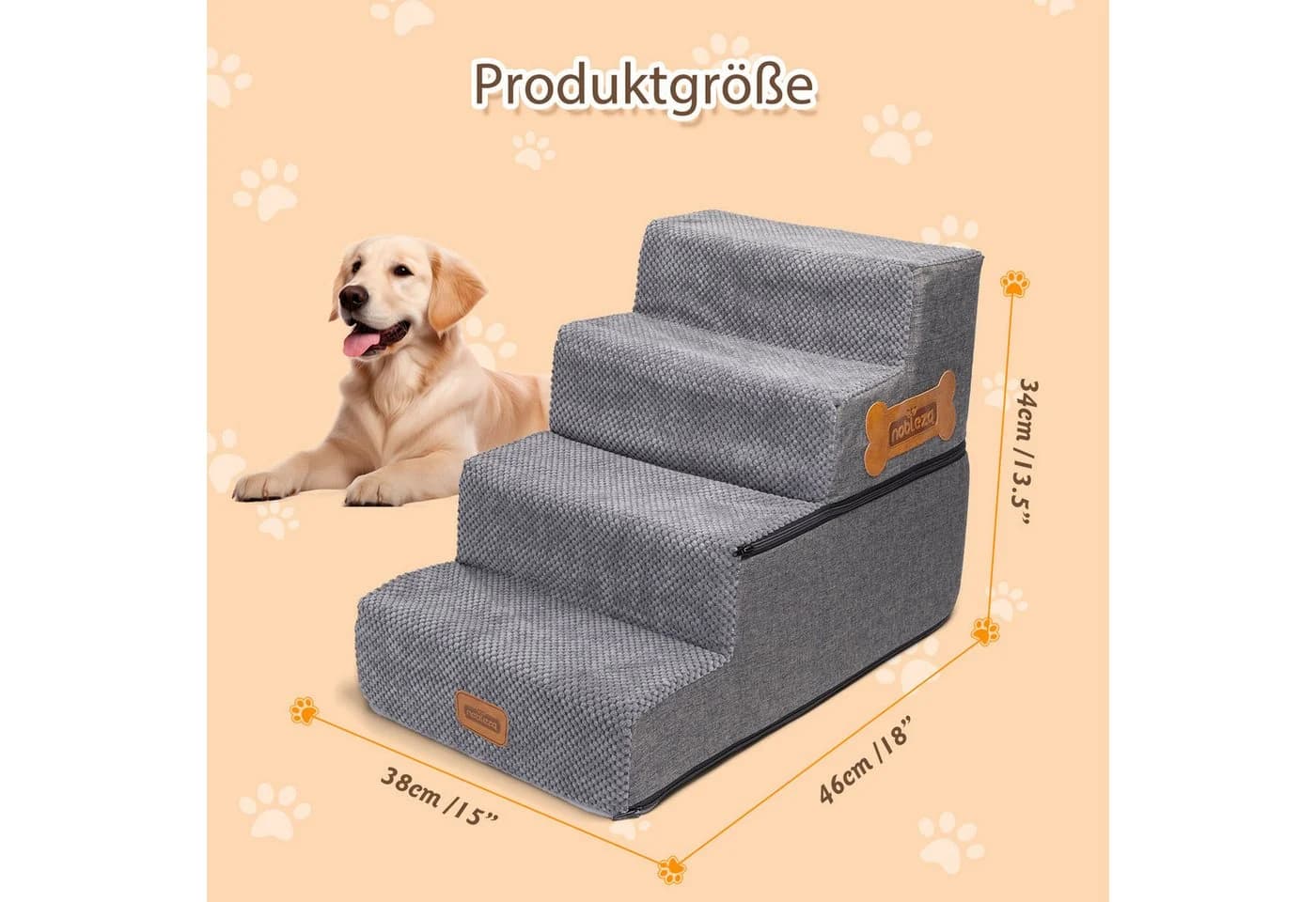 nobleza Hundetreppe für Kleine Hunde mit Fusselrolle
