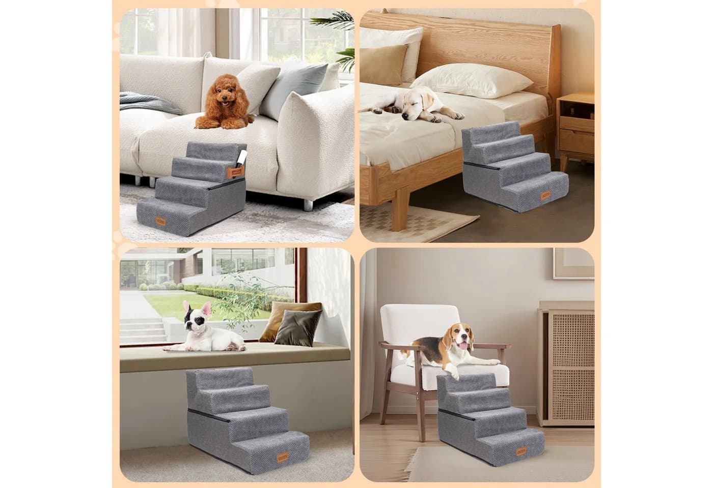 nobleza Hundetreppe für Kleine Hunde mit Fusselrolle - Bild 3