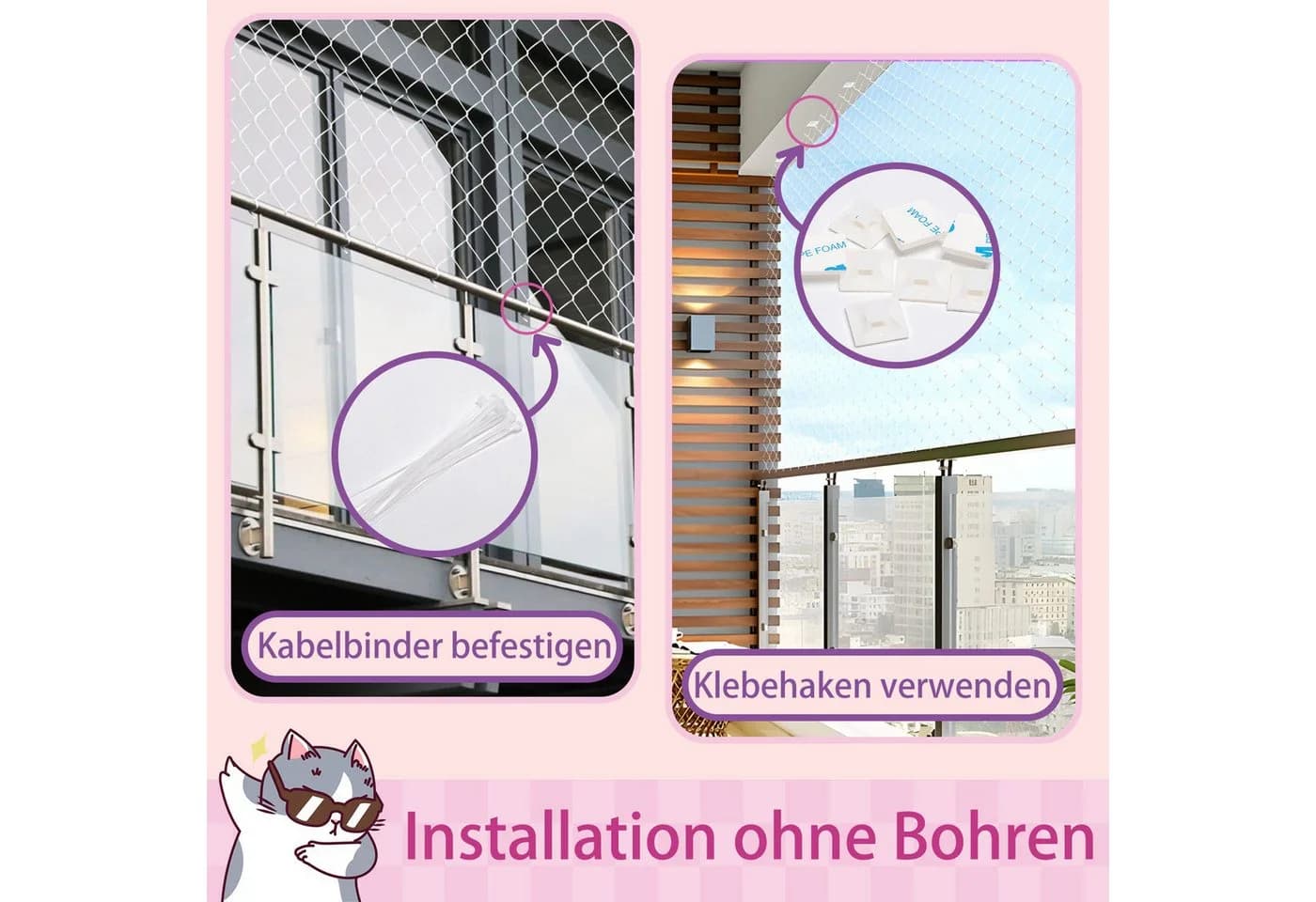Nobleza Katzenschutznetz 8 x 3 m - Bild 5