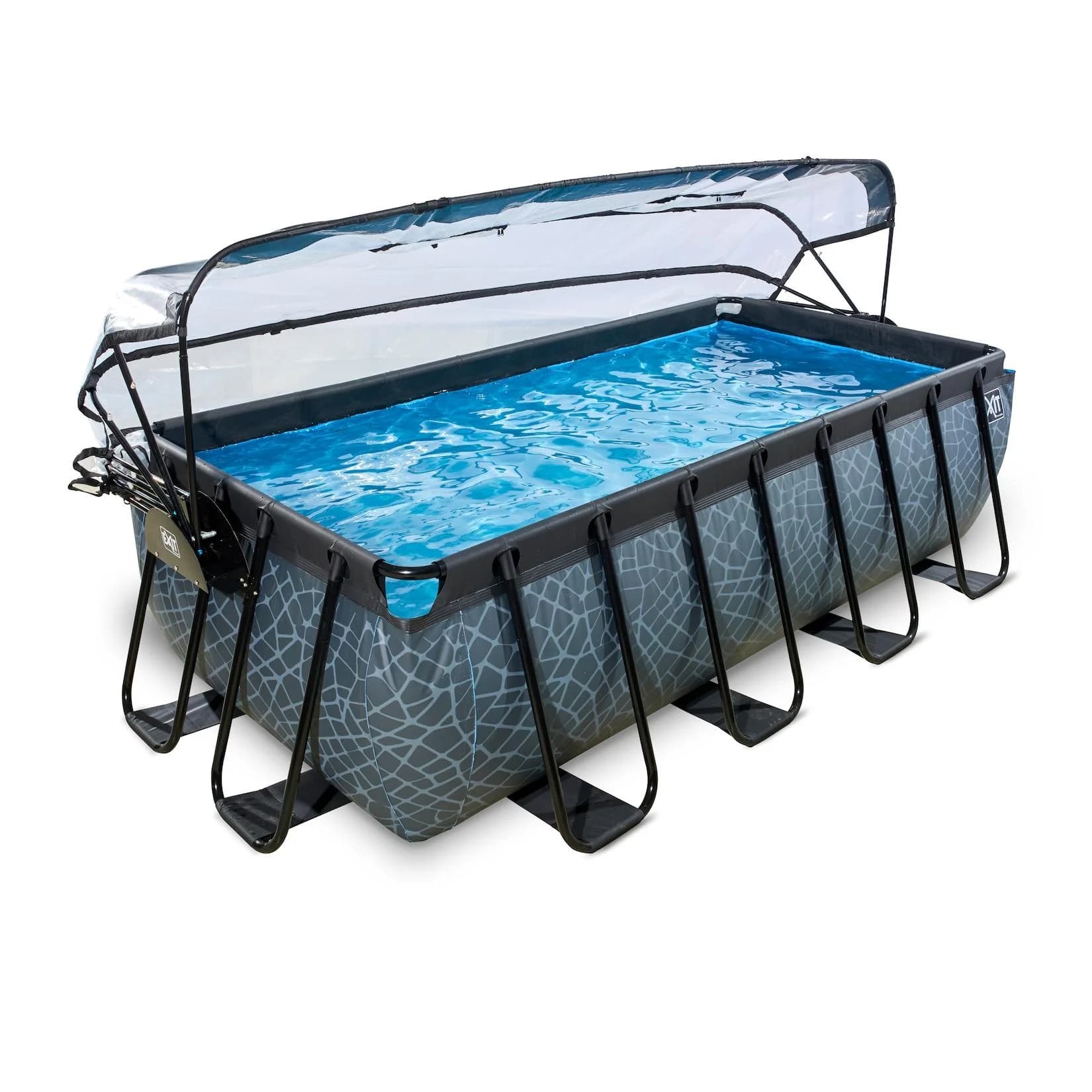 EXIT Framepool 4-tlg. Grau mit Sandfilteranlage und Abdeckung