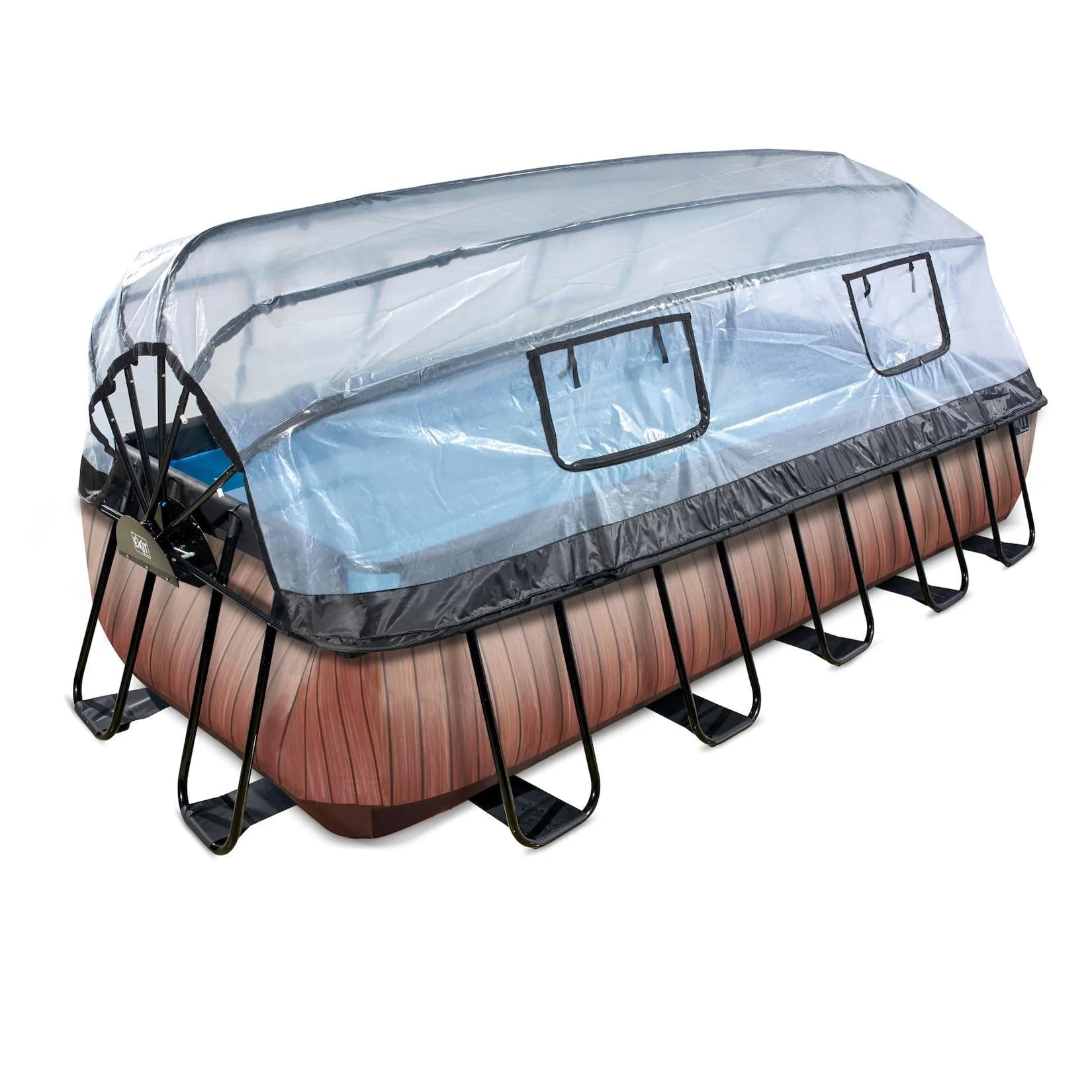 EXIT Frame Pool 540x250x100cm mit Sandfilterpumpe, Abdeckung & Leiter