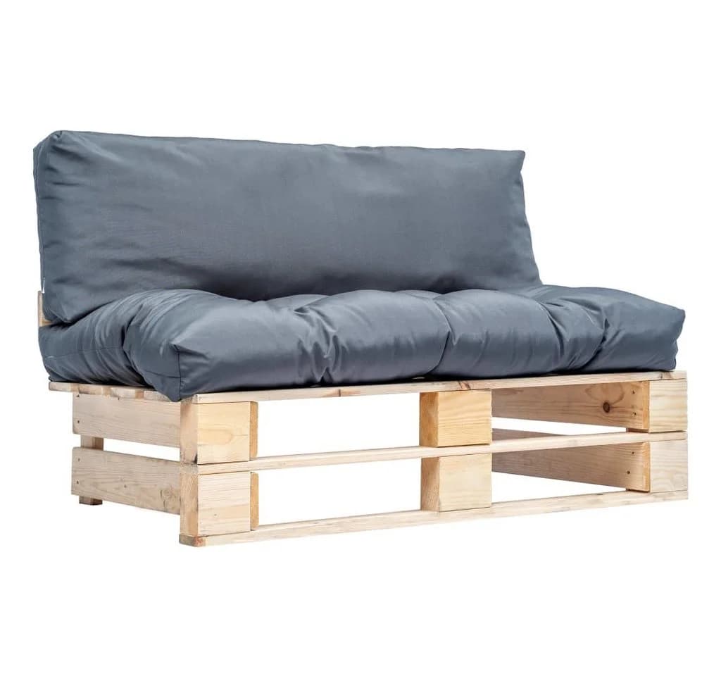 vidaXL Loungesofa Outdoor-Sofa Paletten mit Kissen in Grau Kiefernholz - Bild 2