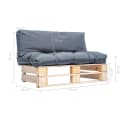 vidaXL Loungesofa Outdoor-Sofa Paletten mit Kissen in Grau Kiefernholz Bild 5