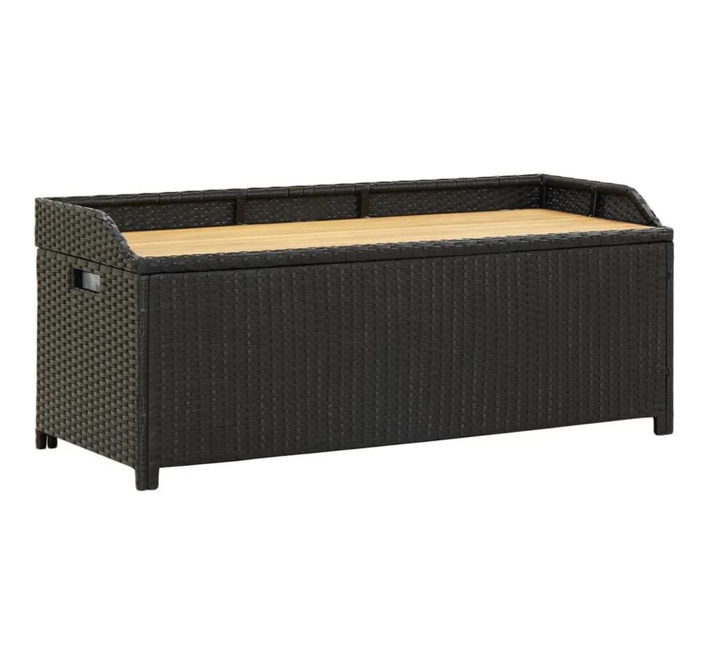 vidaXL Gartenbank mit Stauraum Schwarz Poly Rattan
