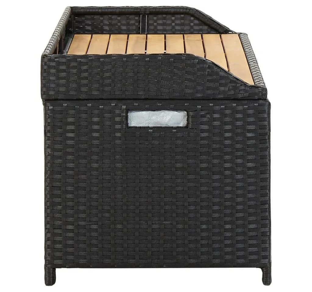 vidaXL Gartenbank mit Stauraum Schwarz Poly Rattan - Bild 4
