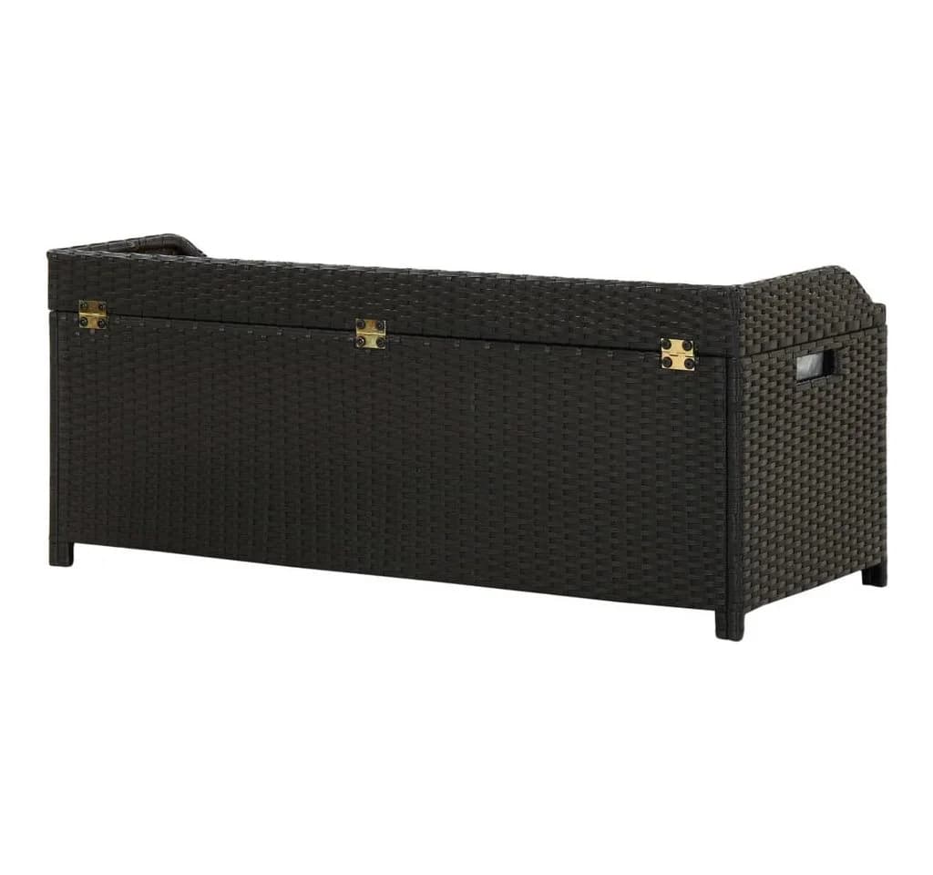 vidaXL Gartenbank mit Stauraum Schwarz Poly Rattan - Bild 5