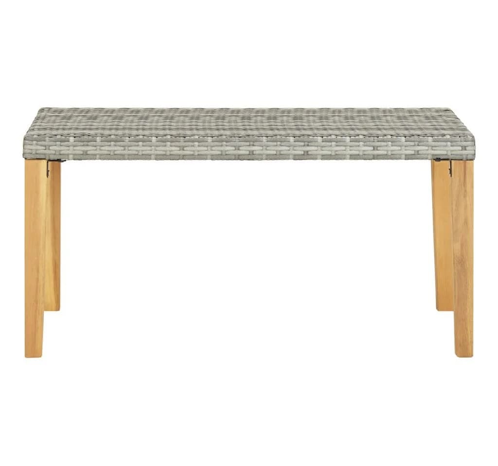 vidaXL Gartenbank 120 cm Grau Poly Rattan Massivholz