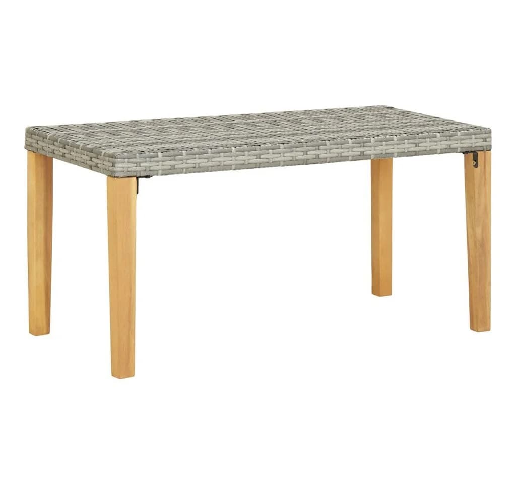vidaXL Gartenbank 120 cm Grau Poly Rattan Massivholz - Bild 2
