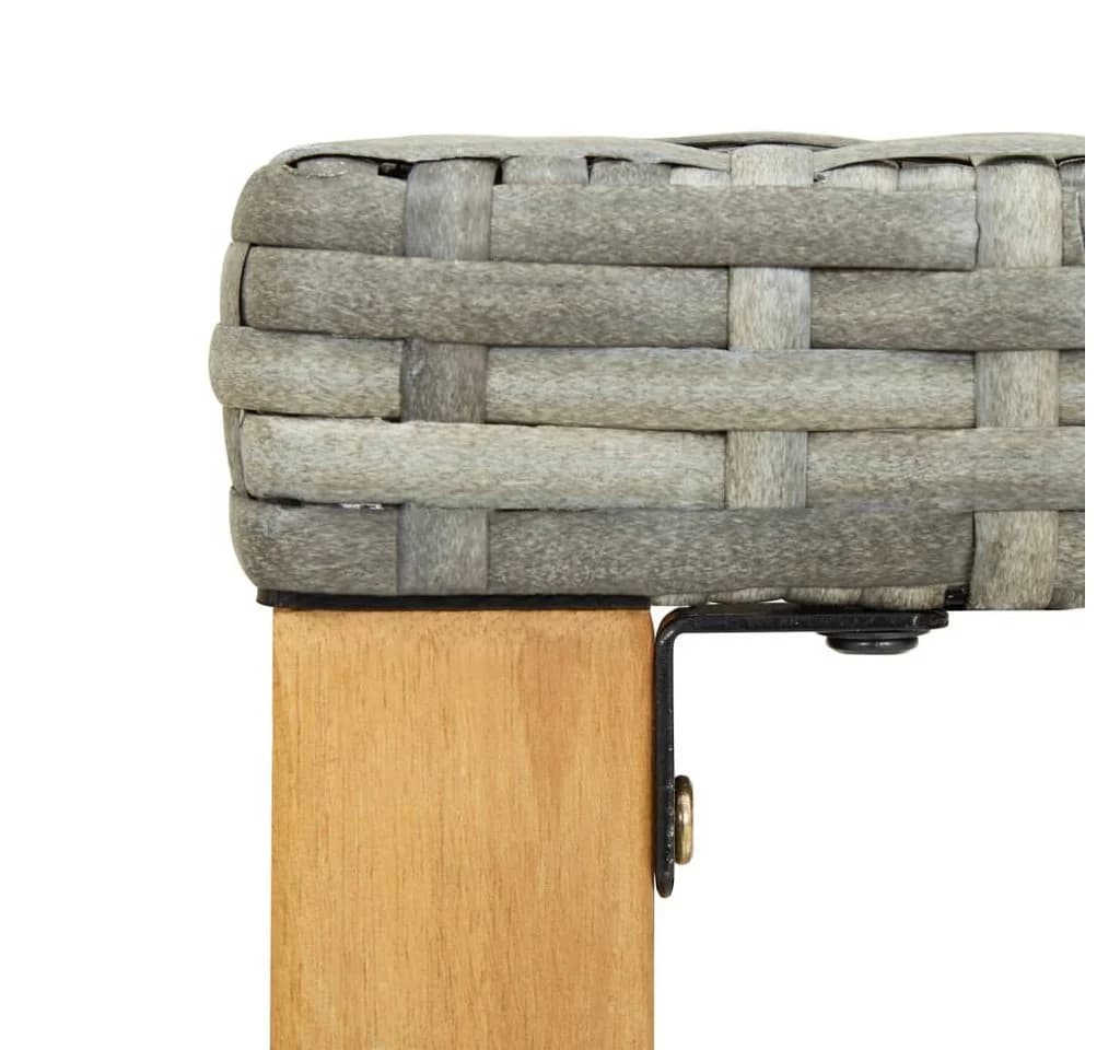 vidaXL Gartenbank 120 cm Grau Poly Rattan Massivholz - Bild 5