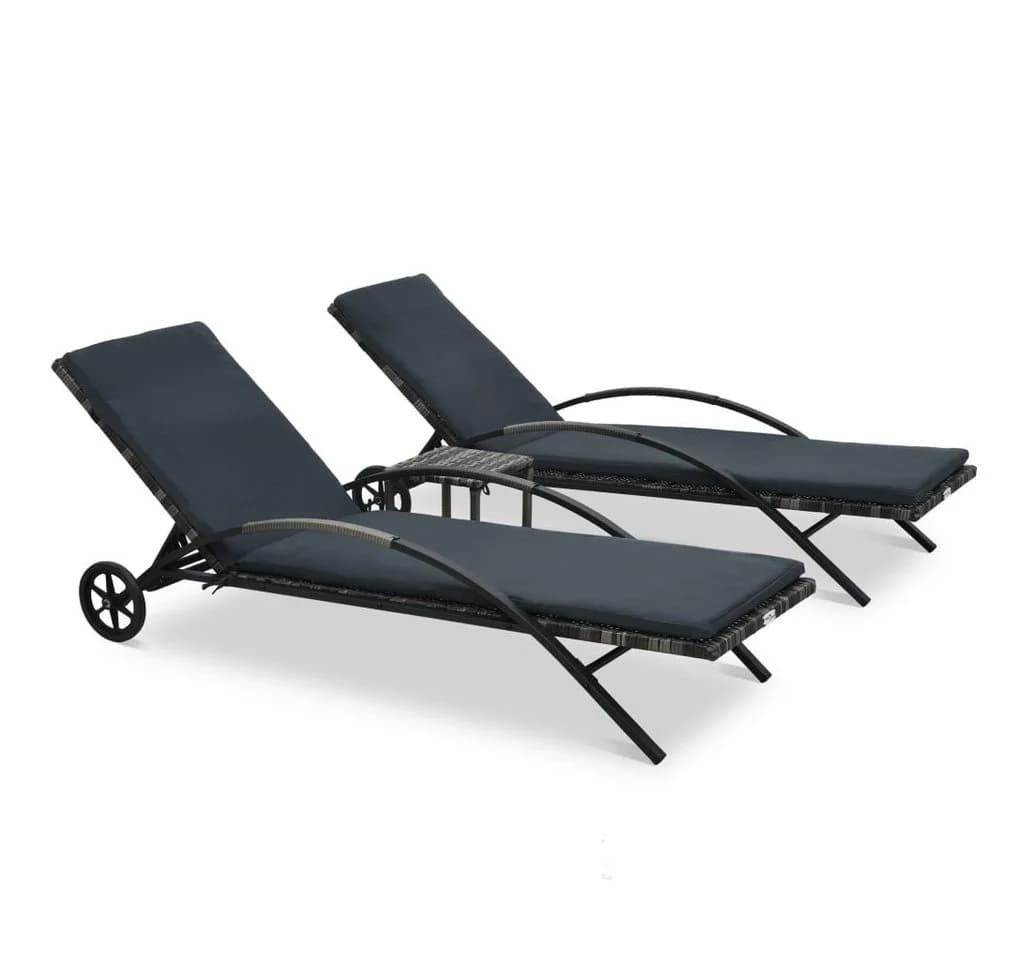 vidaXL Gartenliege-Set mit Tisch Poly Rattan Anthrazit - Bild 2