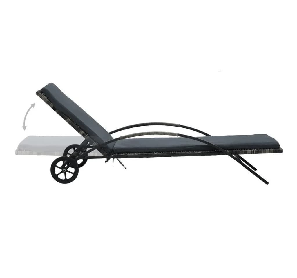 vidaXL Gartenliege-Set mit Tisch Poly Rattan Anthrazit - Bild 3
