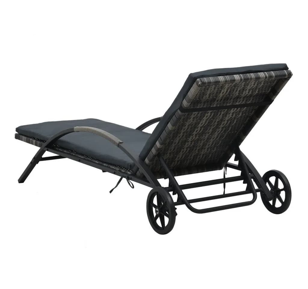 vidaXL Gartenliege-Set mit Tisch Poly Rattan Anthrazit - Bild 4