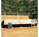 vidaXL Gartenlounge-Set 4-tlg. Schwarz Poly Rattan mit Kissen Bild 1