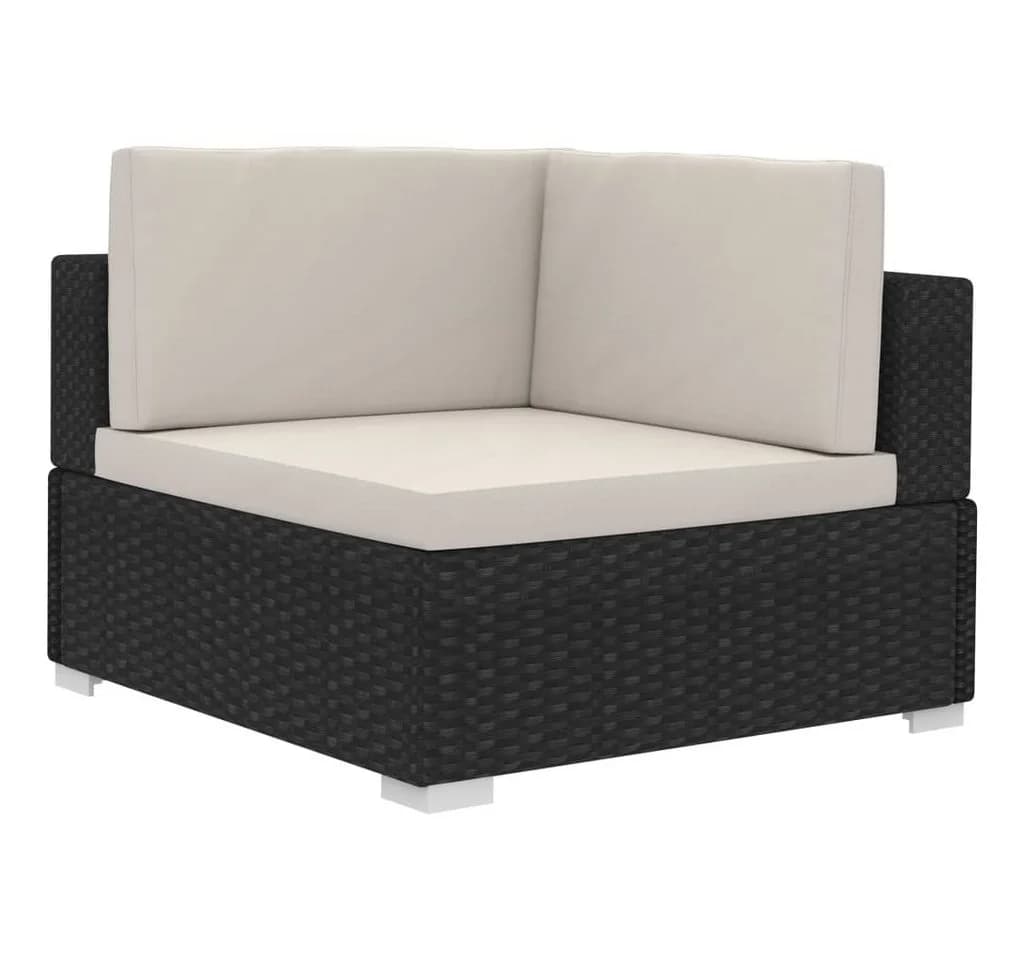 vidaXL Gartenlounge-Set 4-tlg. Schwarz Poly Rattan mit Kissen - Bild 4