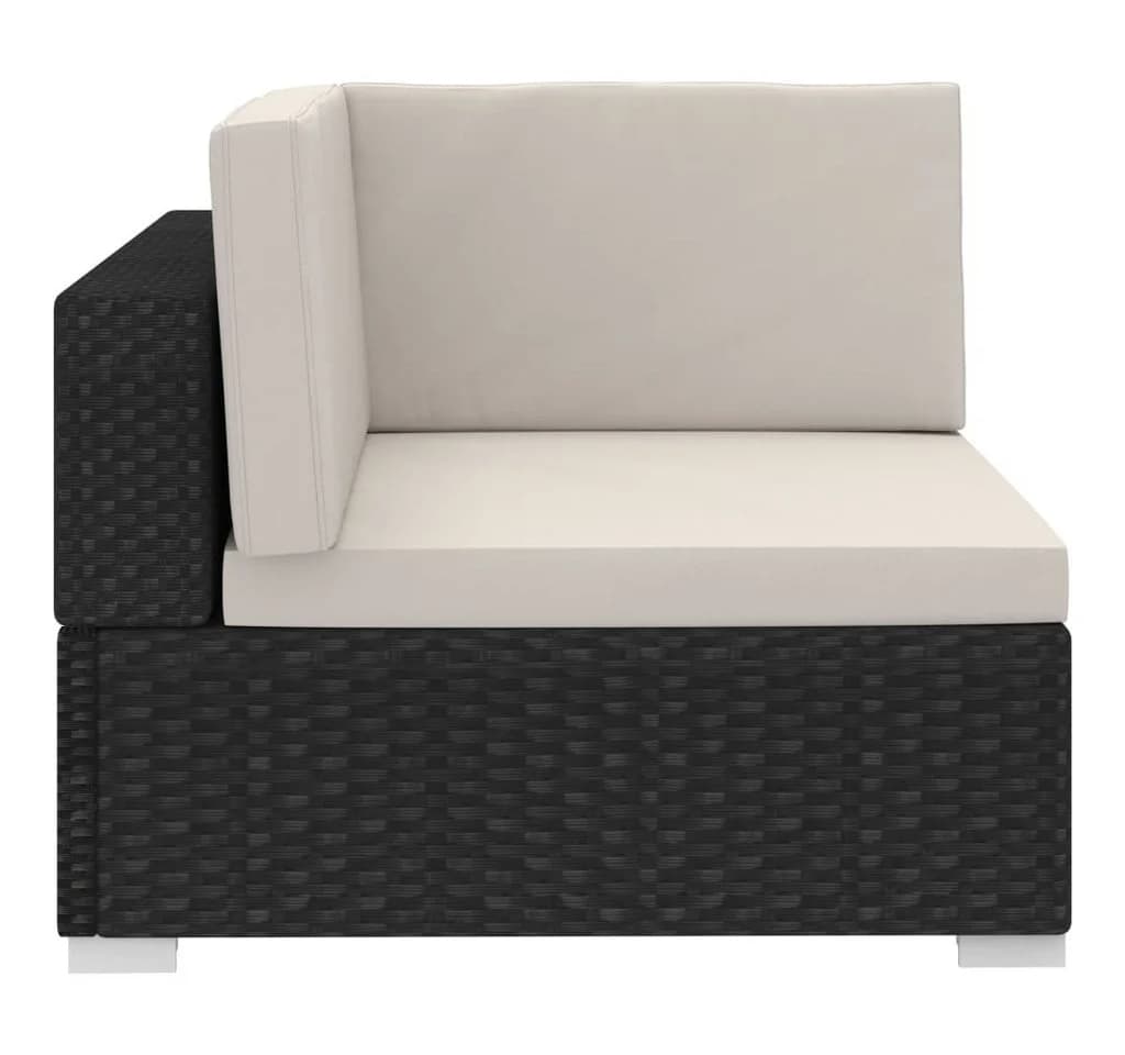 vidaXL Gartenlounge-Set 4-tlg. Schwarz Poly Rattan mit Kissen - Bild 5
