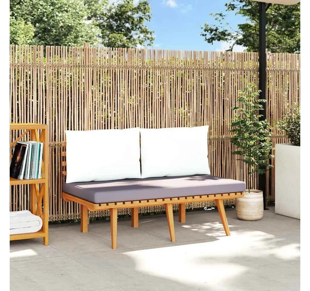 vidaXL Gartenbank mit Kissen Massivholz Grau/Weiß