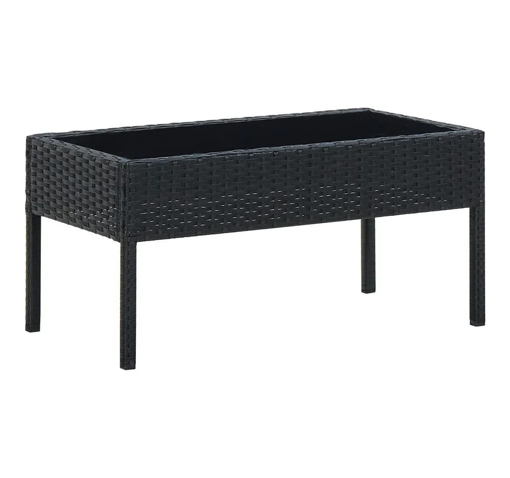 vidaXL Gartentisch Schwarz PE-Rattan Hartglas - Bild 2