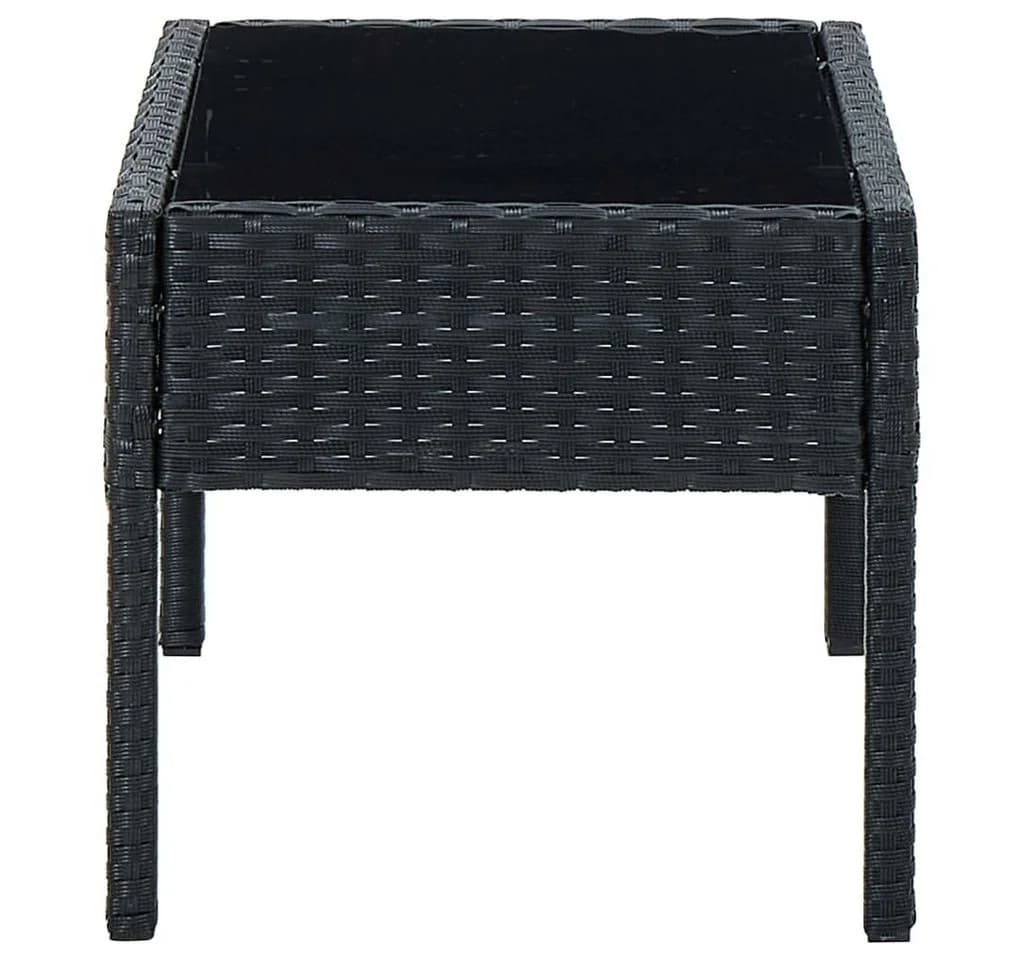 vidaXL Gartentisch Schwarz PE-Rattan Hartglas - Bild 3