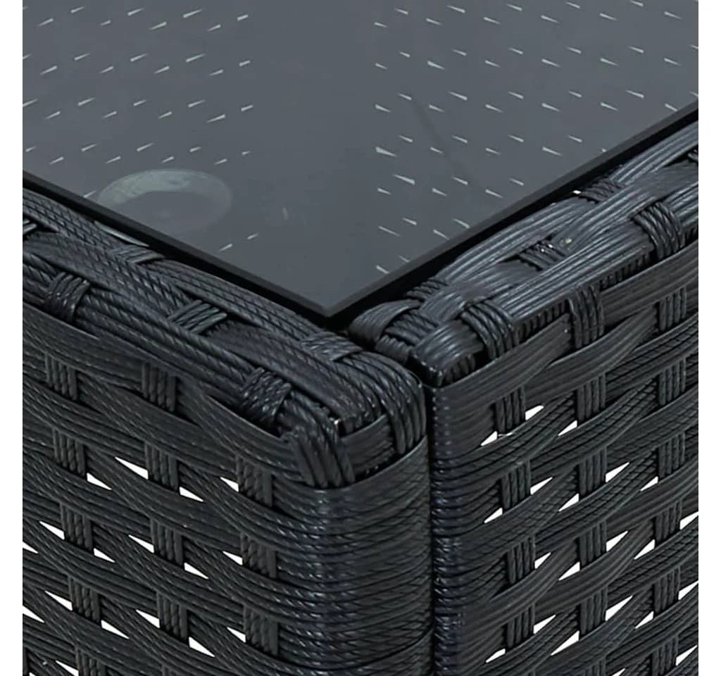 vidaXL Gartentisch Schwarz PE-Rattan Hartglas - Bild 4