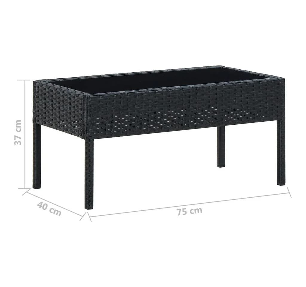 vidaXL Gartentisch Schwarz PE-Rattan Hartglas - Bild 5