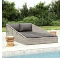 vidaXL Gartenbett Grau 110x200 cm Poly Rattan mit Kissen Bild 1