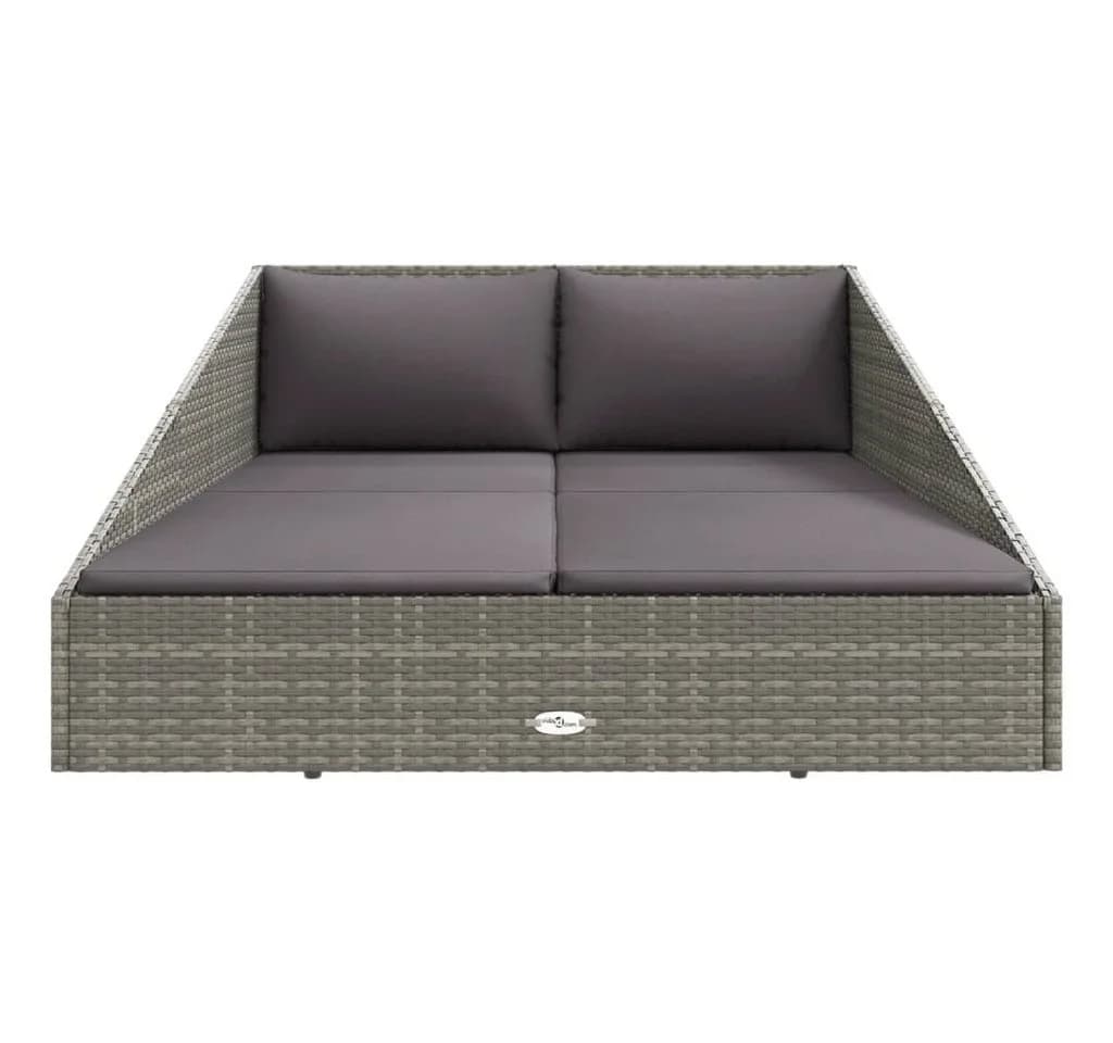 vidaXL Gartenbett Grau 110x200 cm Poly Rattan mit Kissen - Bild 3