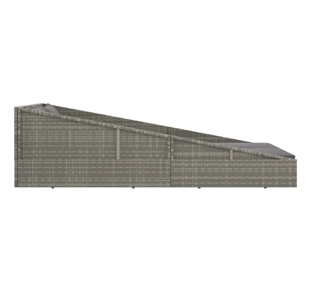 vidaXL Gartenbett Grau 110x200 cm Poly Rattan mit Kissen - Bild 4