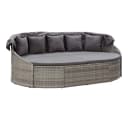 vidaXL Gartenliege mit Dach Grau PE-Rattan Outdoor-Lounge Bild 4