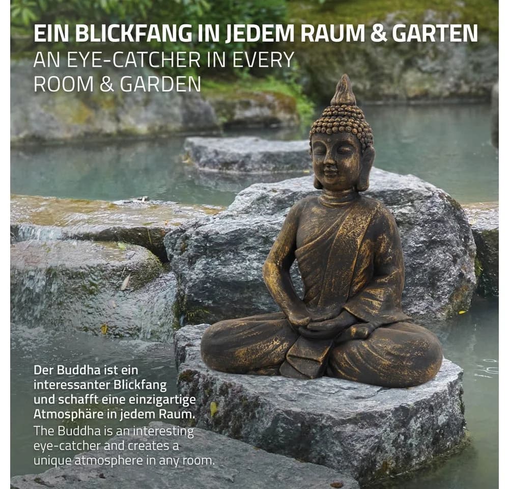 ECD Germany Buddha Figur Bronze Polyresin Deko - Bild 5