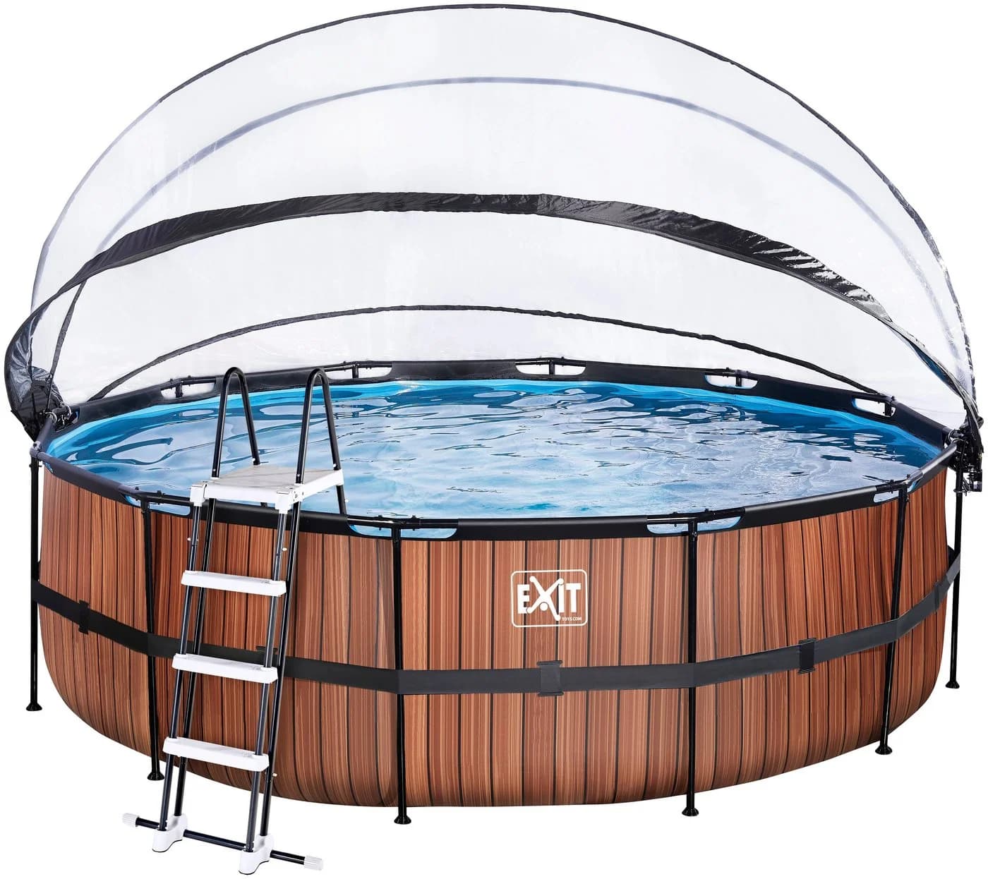 Framepool EXIT inkl. multifunktionaler Poolabdeckung und Sicherheitsleiter Braun - Bild 2