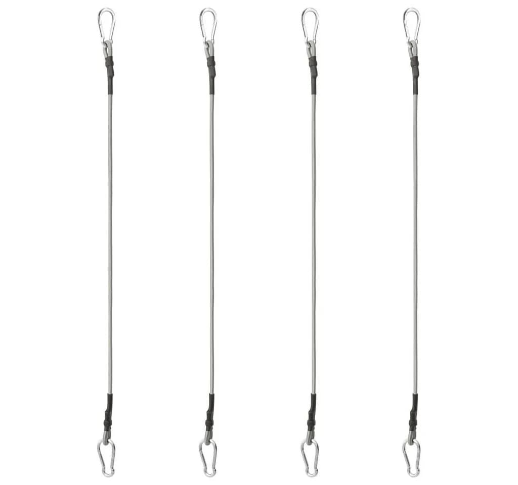 vidaXL Sonnensegel Seile mit Karabiner 4 Stk. Schwarz/Silber Gummi