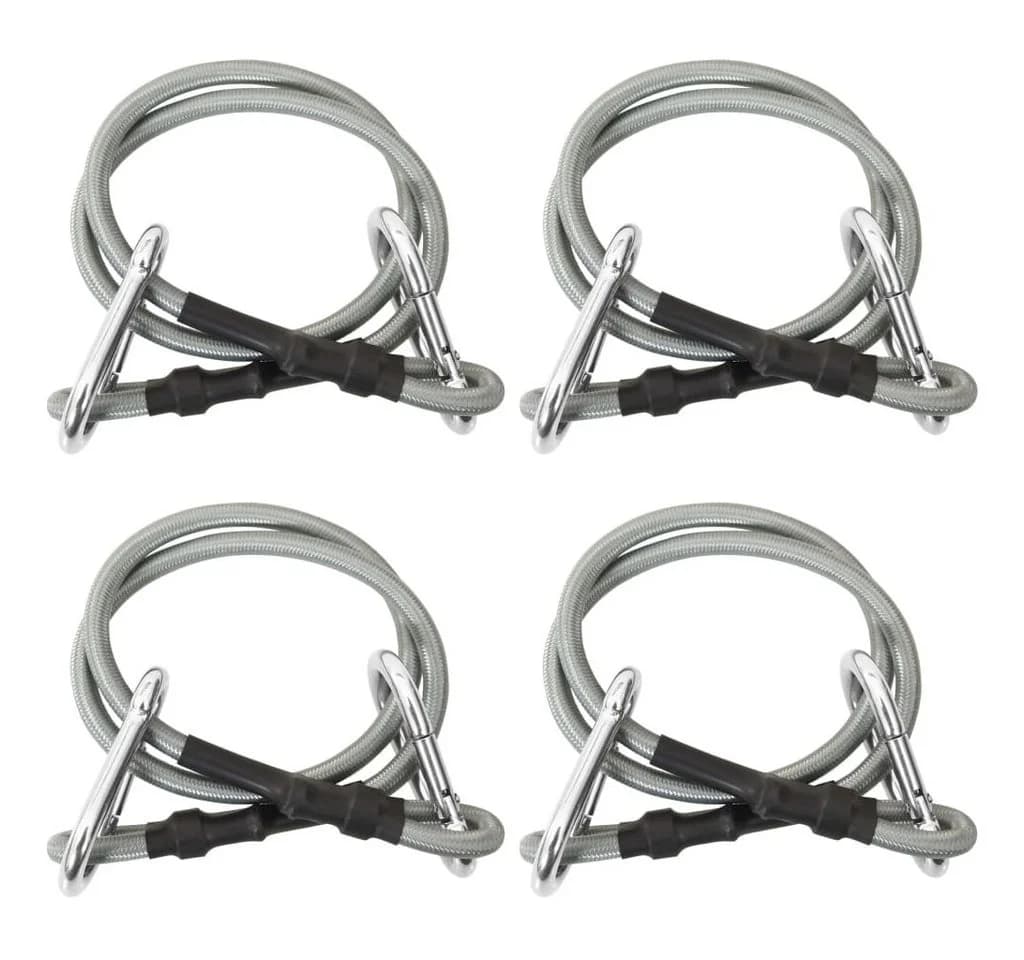 vidaXL Sonnensegel Seile mit Karabiner 4 Stk. Schwarz/Silber Gummi - Bild 2