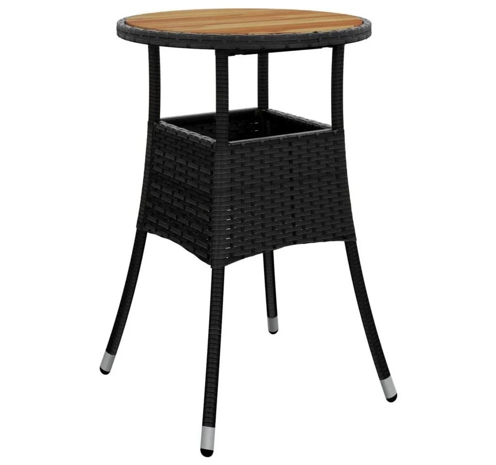 vidaXL Gartentisch Schwarz Poly Rattan Holz - Bild 2