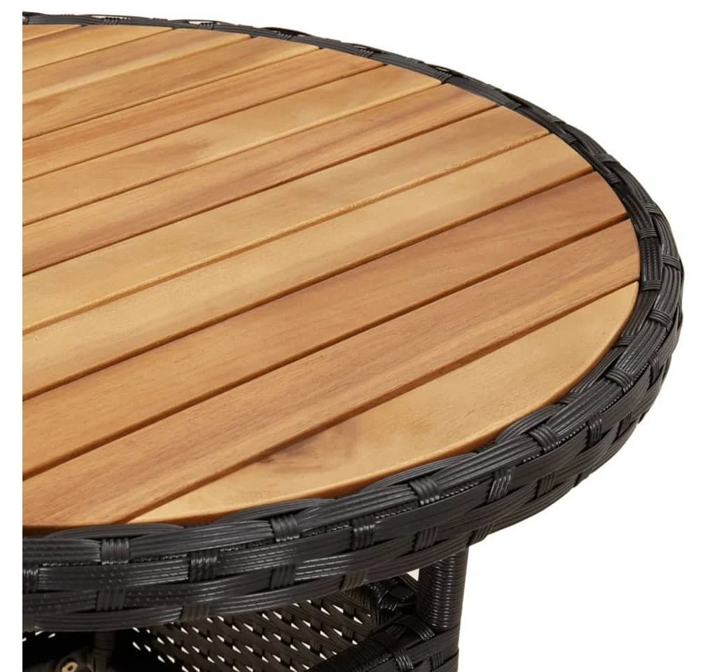 vidaXL Gartentisch Schwarz Poly Rattan Holz - Bild 5