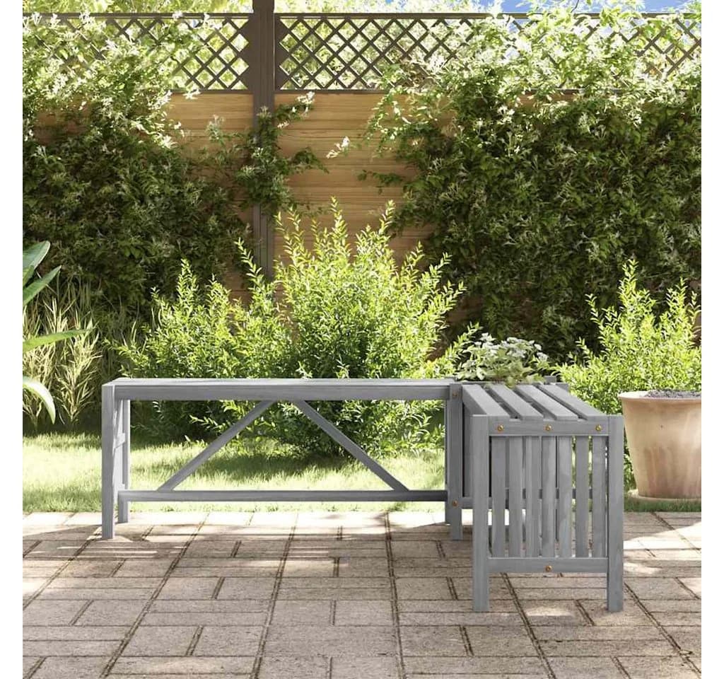 vidaXL Gartenbank mit Pflanzkübel Grau Massivholz - Bild 3
