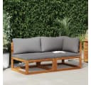 vidaXL Sofa-Set 2-tlg. mit dunkelgrauen Kissen Massivholz Bild 1