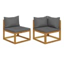 vidaXL Sofa-Set 2-tlg. mit dunkelgrauen Kissen Massivholz Bild 2