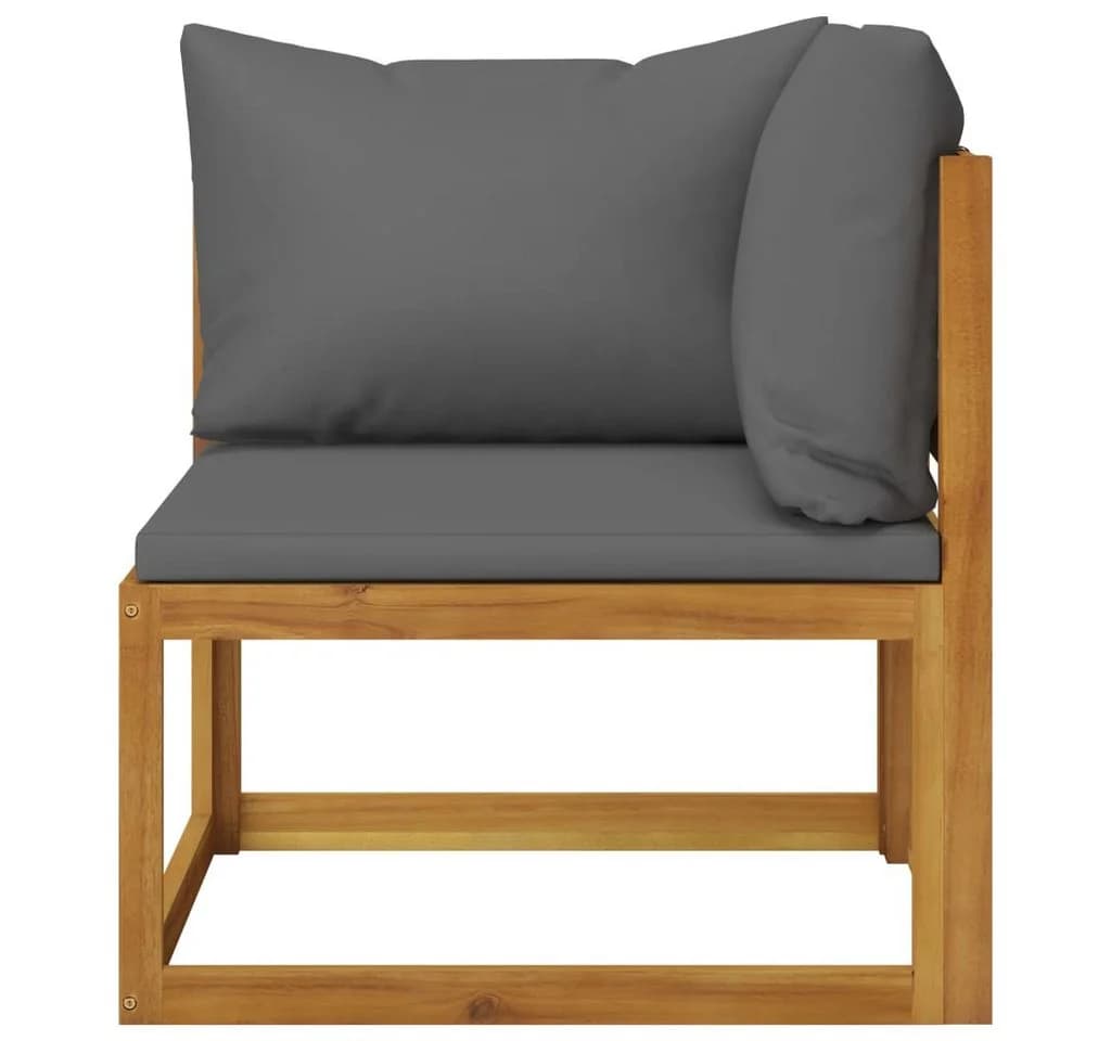vidaXL Sofa-Set 2-tlg. mit dunkelgrauen Kissen Massivholz - Bild 3