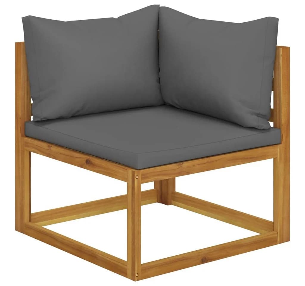 vidaXL Sofa-Set 2-tlg. mit dunkelgrauen Kissen Massivholz - Bild 4