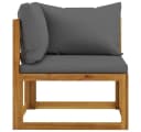 vidaXL Sofa-Set 2-tlg. mit dunkelgrauen Kissen Massivholz Bild 5