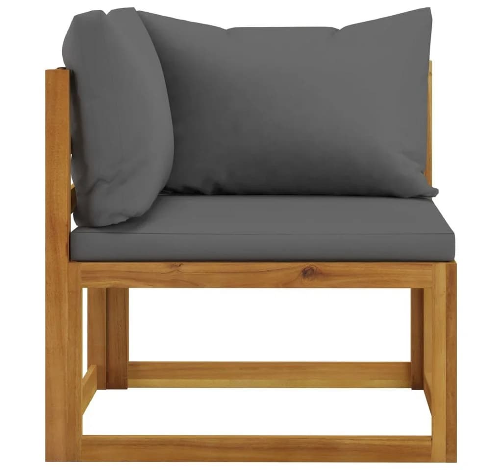 vidaXL Sofa-Set 2-tlg. mit dunkelgrauen Kissen Massivholz - Bild 5